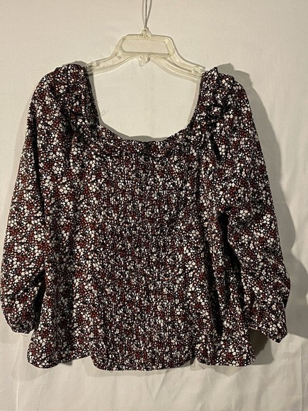 SPEED LIMIT Blouse 2X Womens Multicolor Liberty Florals Ruffled Lace Up Neckline - Picture 2 of 12